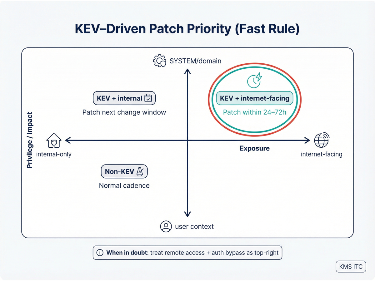 KEV-driven patch priority matrix